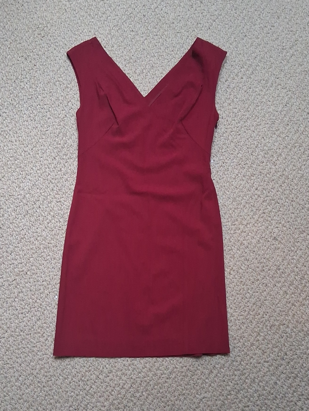 Alberta Ferretti Wine-Red V-Neck Sheath Dress
